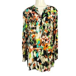 Calvin Klein Henley Multicolored Top Size Small